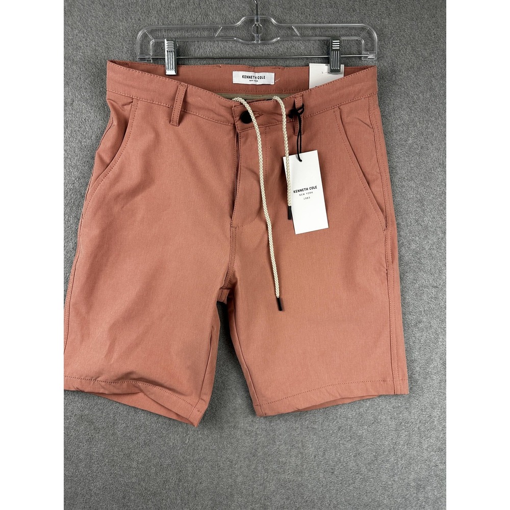 Kenneth‎ Cole Tech Shorts Mens 30 Salmon Heather 4 Way Stretch Drawstring New